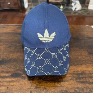 Adidas Women’s Monogram Allover Logo Trefoil Gold Embroidered Strap Back Hat